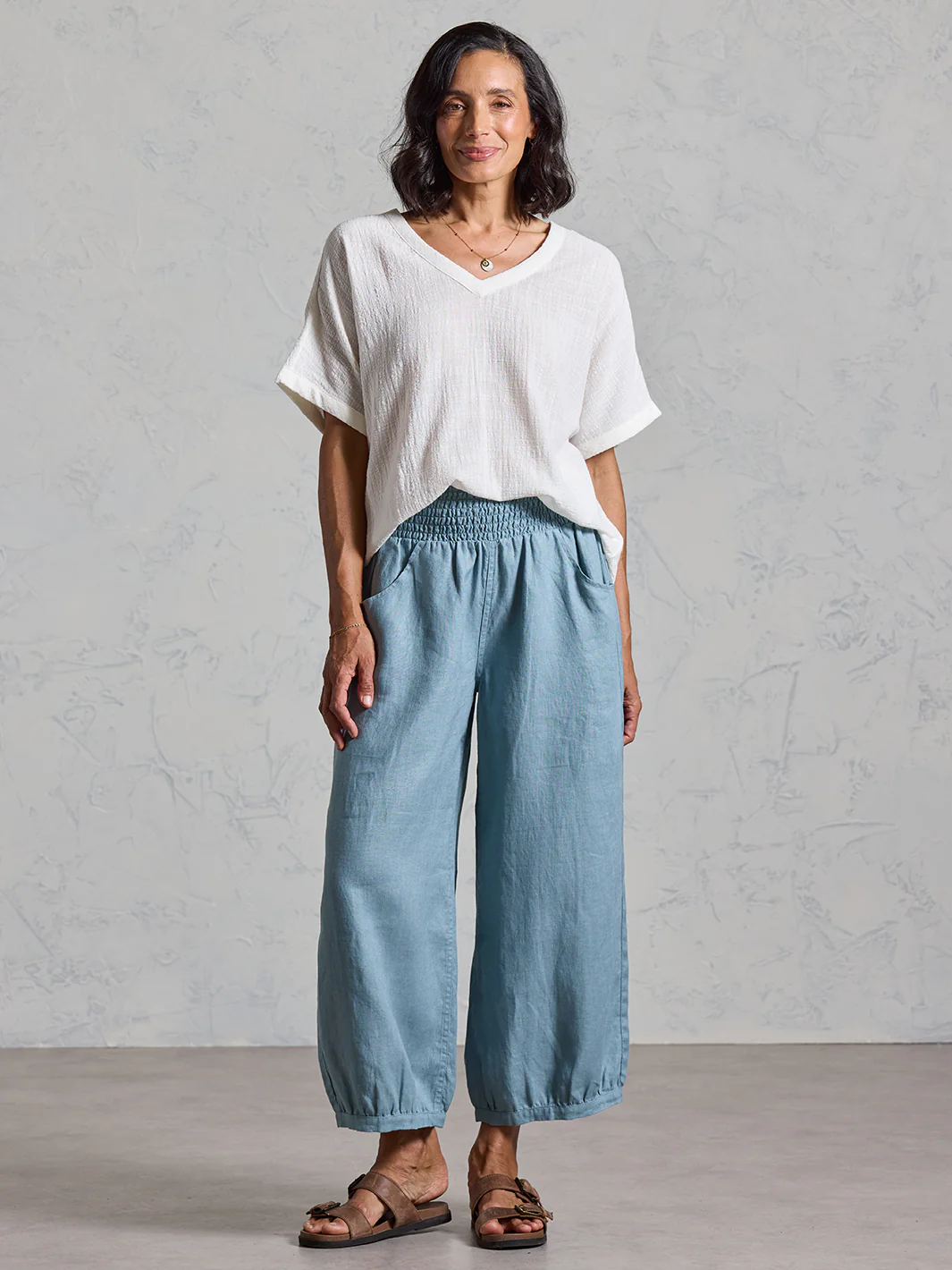 Sadhu French Linen Pants Tahiti Blue - Image 3