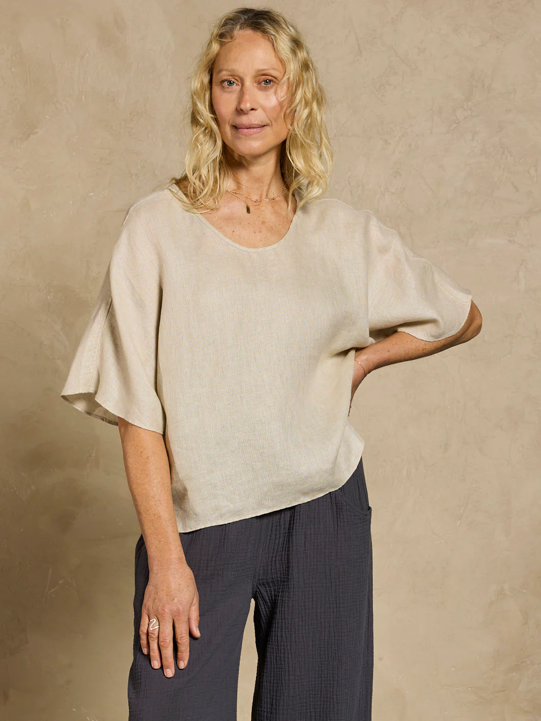 Selene Linen Top Stone - Image 3