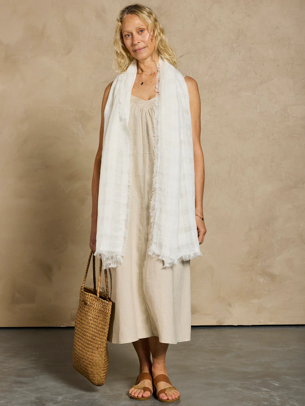 Sofi French Linen Scarf Coconut - Image 4