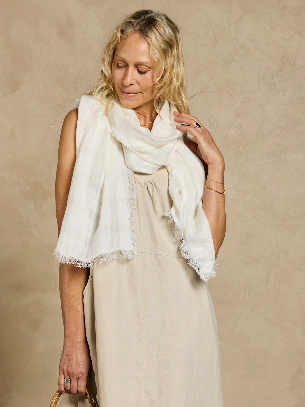 Sofi French Linen Scarf Coconut - Image 5