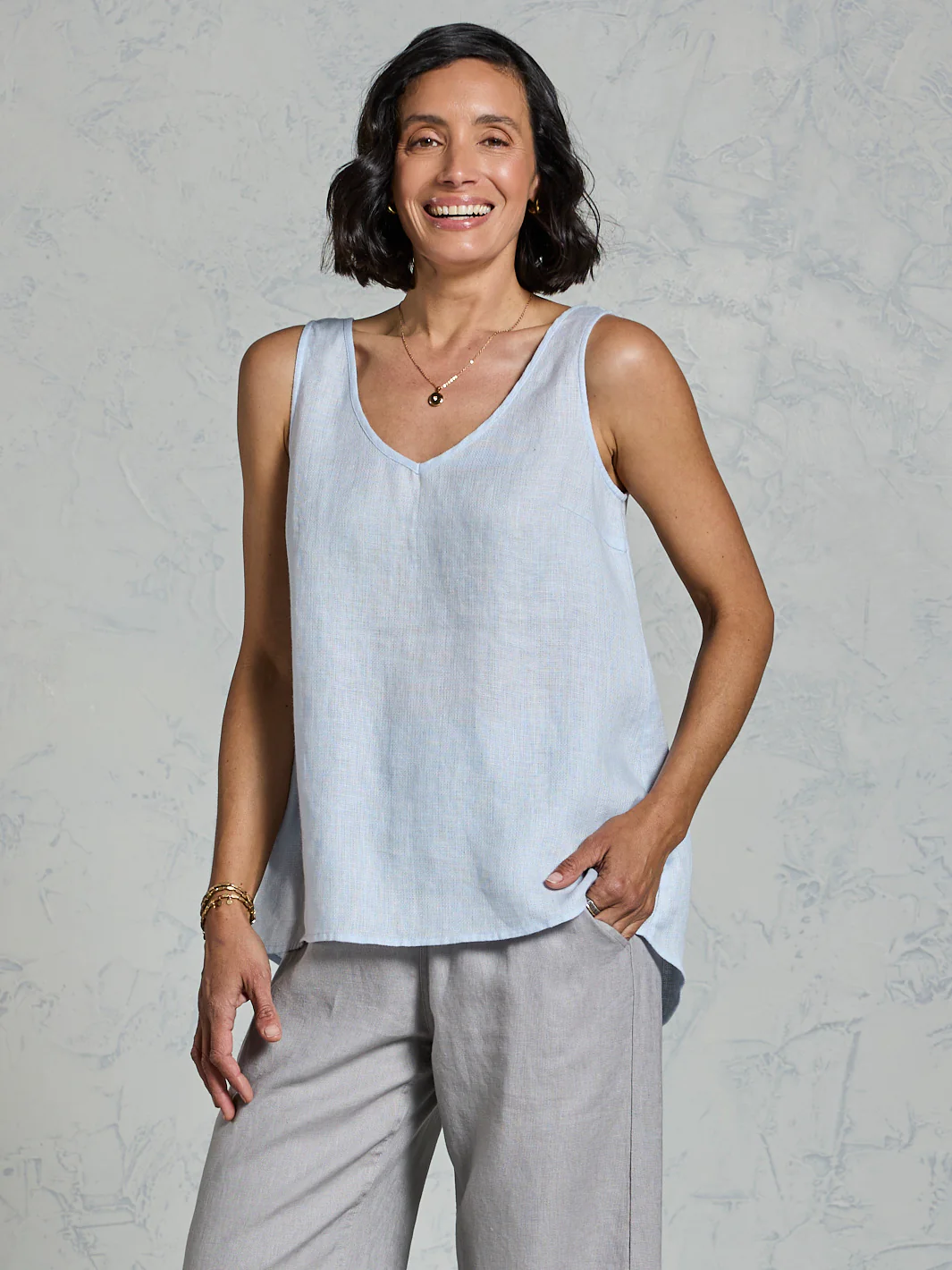 Tilba French Linen Top Serene Blue - Image 5