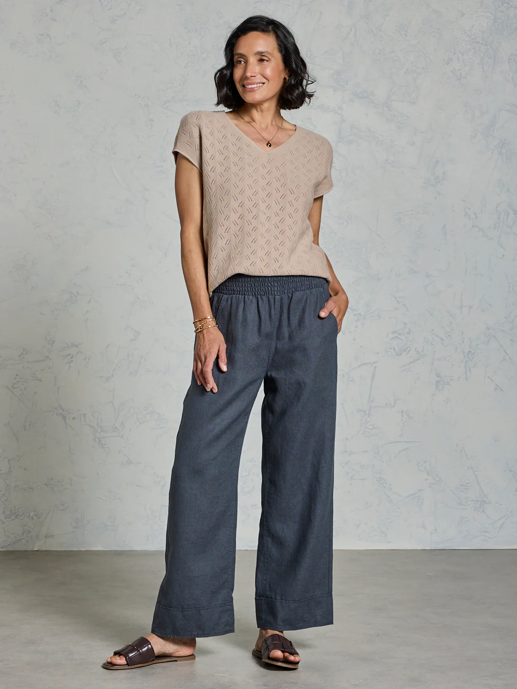 Yamba French Linen Pants Charcoal - Image 3